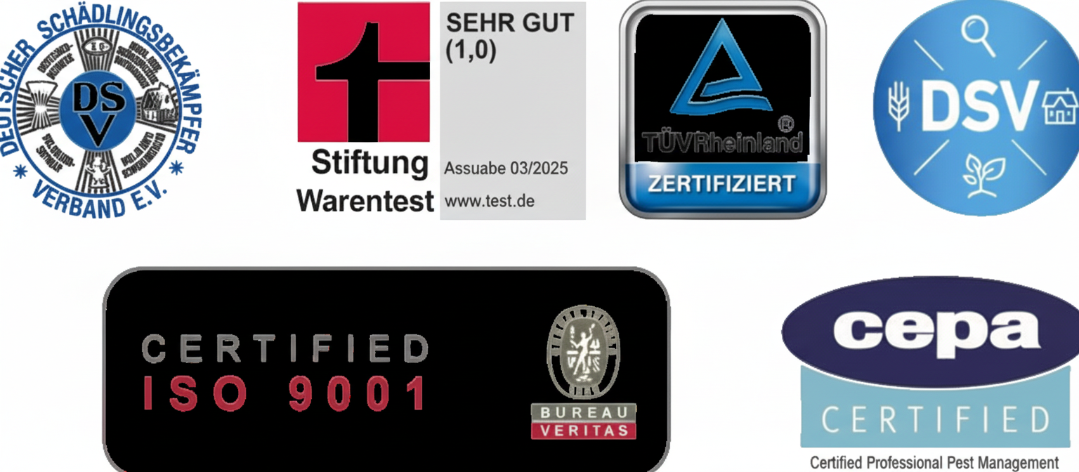 Kammerjäger Hoffmeyer Zertifikate - DSV, TÜV geprüft, IHK zertifiziert